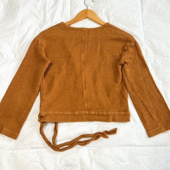 Madewell Texture & Thread Cedar Wrap Sweater Top XXS Rust Brown 100% Cotton - Picture 8 of 8